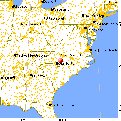 Misenheimer, NC (28071) map from a distance