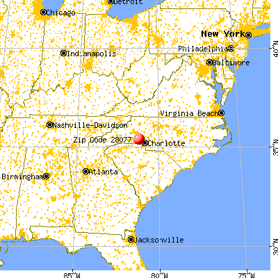 High Shoals, NC (28077) map from a distance