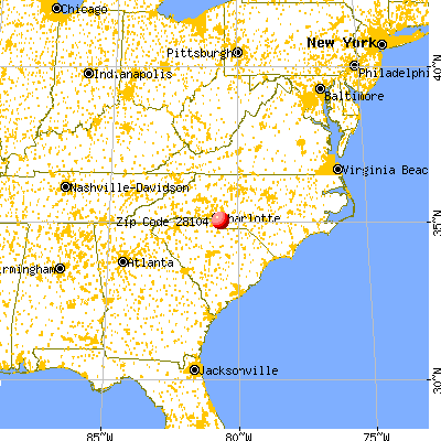 Weddington, NC (28104) map from a distance