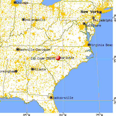 Matthews, NC (28105) map from a distance