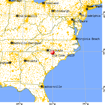 Morven, NC (28119) map from a distance