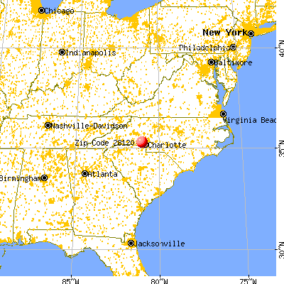 Mount Holly, NC (28120) map from a distance