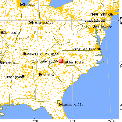 Shelby, NC (28150) map from a distance