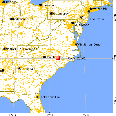 Fayetteville, NC (28301) map from a distance