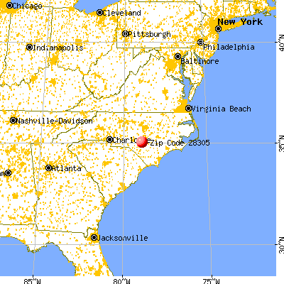 Fayetteville, NC (28305) map from a distance
