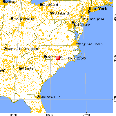 Fayetteville, NC (28306) map from a distance