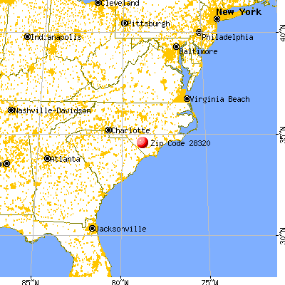 Bladenboro, NC (28320) map from a distance