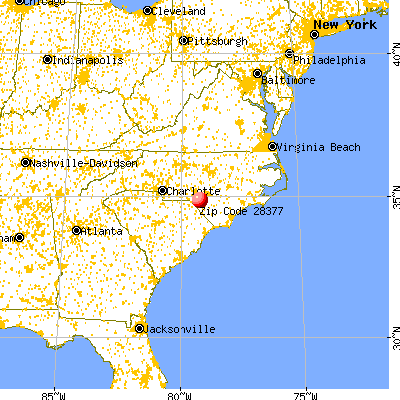Red Springs, NC (28377) map from a distance