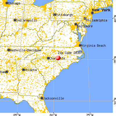 Southern Pines, NC (28387) map from a distance