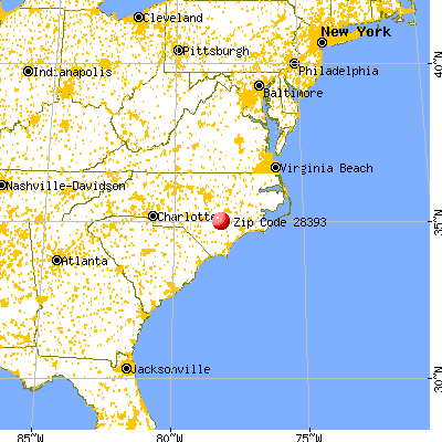 Turkey, NC (28393) map from a distance