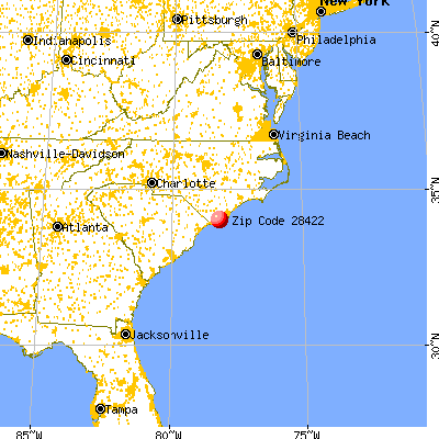 Oak Island, NC (28422) map from a distance