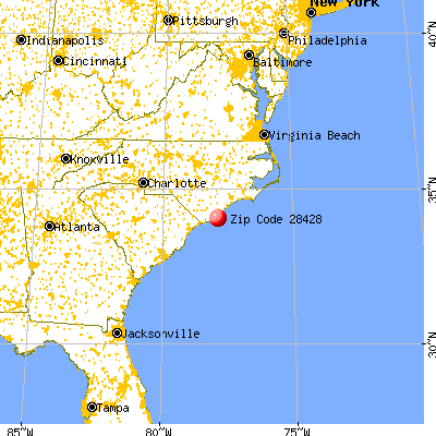 Carolina Beach, NC (28428) map from a distance