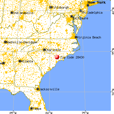 Cerro Gordo, NC (28430) map from a distance
