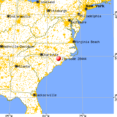 Harrells, NC (28444) map from a distance