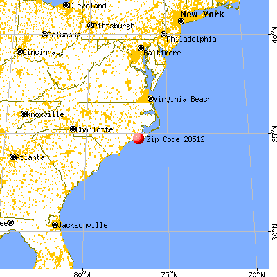 Atlantic Beach, NC (28512) map from a distance