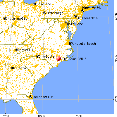Beulaville, NC (28518) map from a distance
