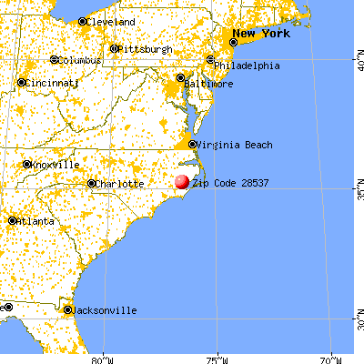 Hobucken, NC (28537) map from a distance