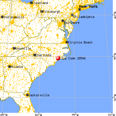 Jacksonville, NC (28546) map from a distance