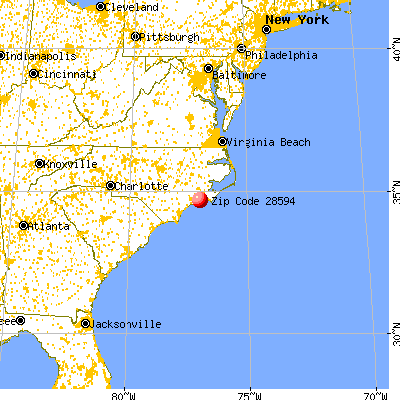 Emerald Isle, NC (28594) map from a distance