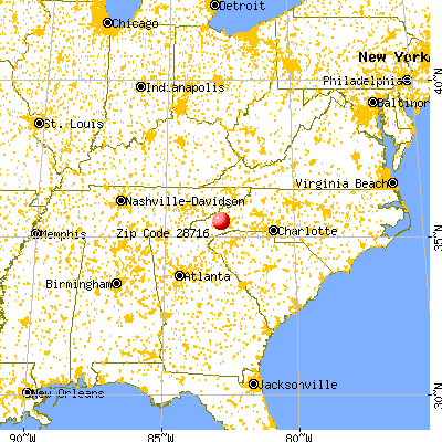 Canton, NC (28716) map from a distance