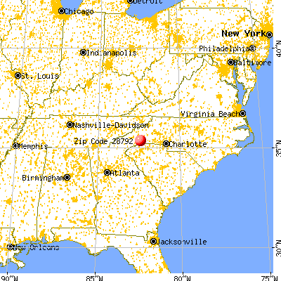 Hendersonville, NC (28792) map from a distance