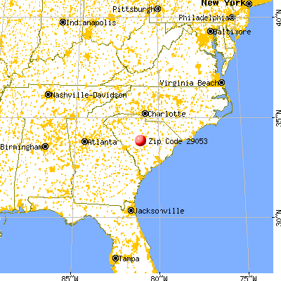 Gaston, SC (29053) map from a distance