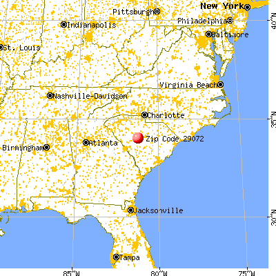 Lexington, SC (29072) map from a distance