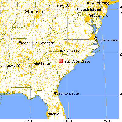 Forest Acres, SC (29206) map from a distance