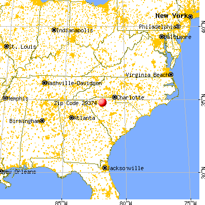 Pauline, SC (29374) map from a distance