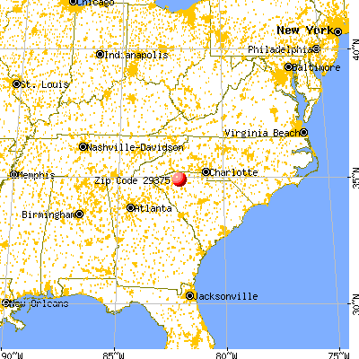 Reidville, SC (29375) map from a distance