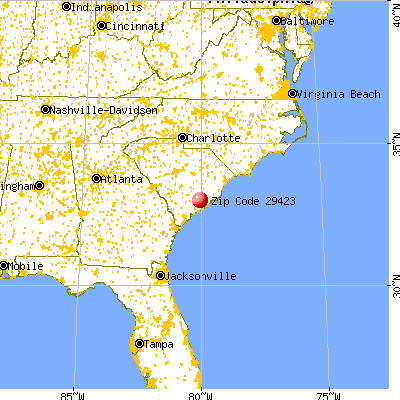 North Charleston, SC (29423) map from a distance