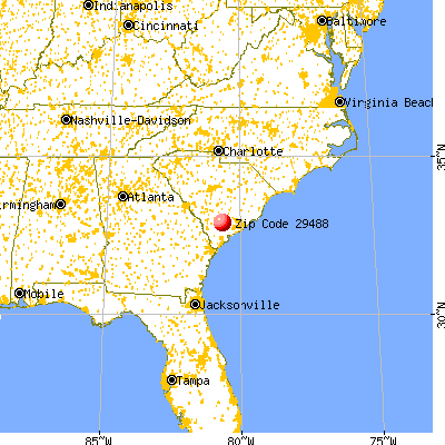 Walterboro, SC (29488) map from a distance