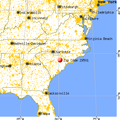 Florence, SC (29501) map from a distance