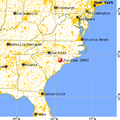 Fork, SC (29543) map from a distance