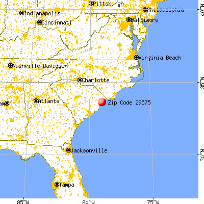Surfside Beach, SC (29575) map from a distance