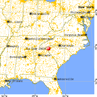 Central, SC (29630) map from a distance