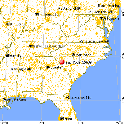 Due West, SC (29639) map from a distance