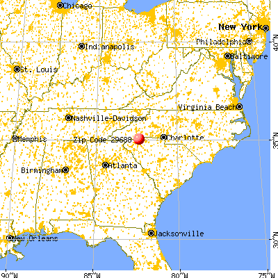 Tigerville, SC (29688) map from a distance