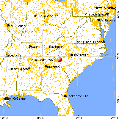 Williamston, SC (29697) map from a distance