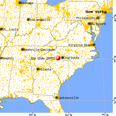 Blacksburg, SC (29702) map from a distance