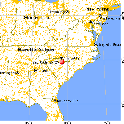 Lancaster, SC (29720) map from a distance