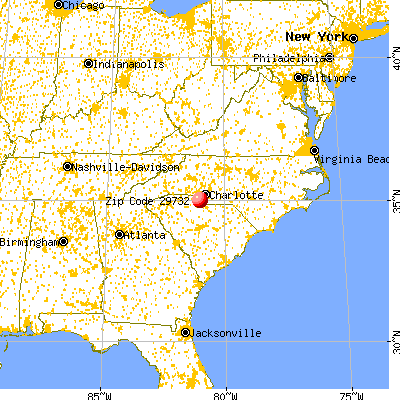 Rock Hill, SC (29732) map from a distance
