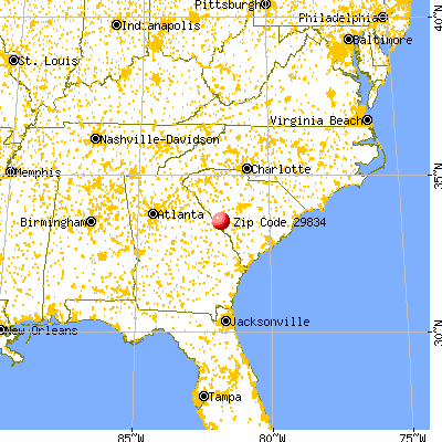 Burnettown, SC (29834) map from a distance