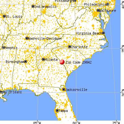 Clearwater, SC (29842) map from a distance