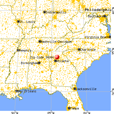 Cumming, GA (30040) map from a distance