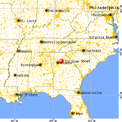 Dacula, GA (30045) map from a distance
