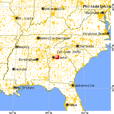 Loganville, GA (30052) map from a distance