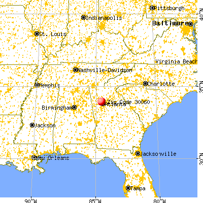 Marietta, GA (30060) map from a distance