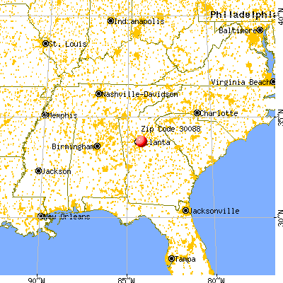 Redan, GA (30088) map from a distance