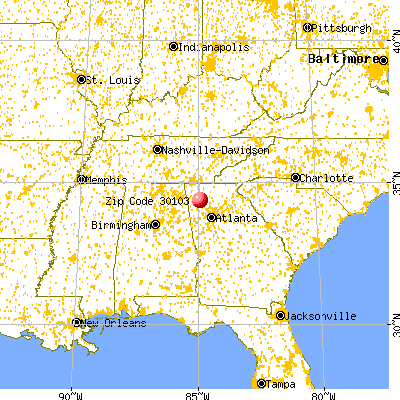 Adairsville, GA (30103) map from a distance